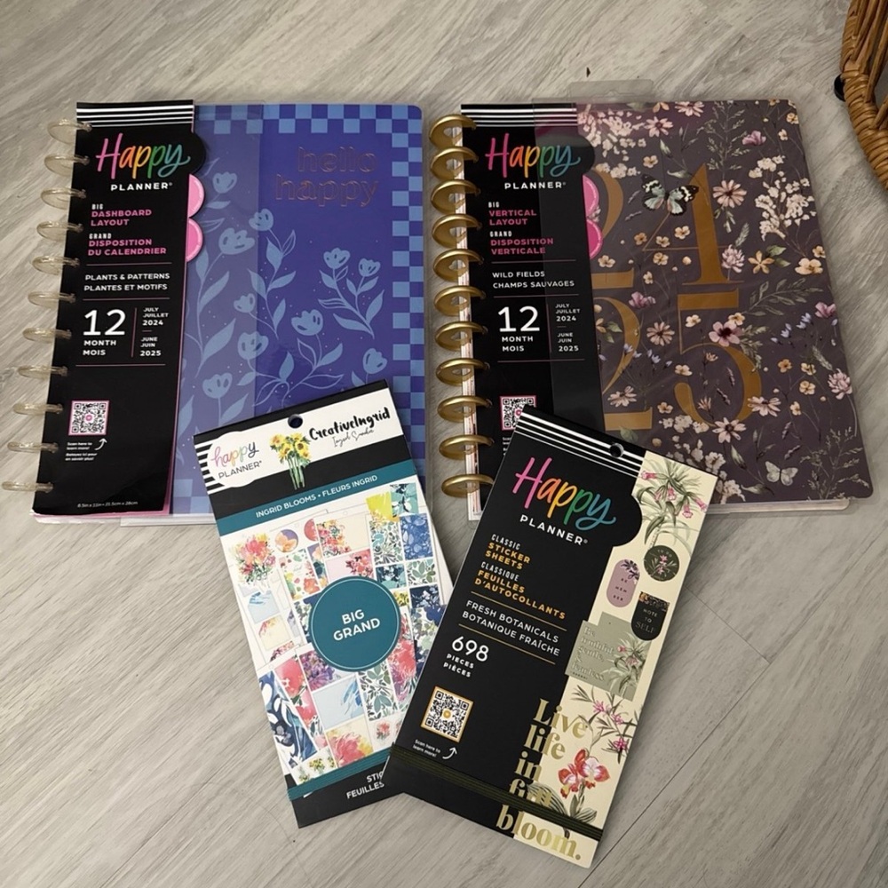 Happy Planner Set with Floral and Purple Designs